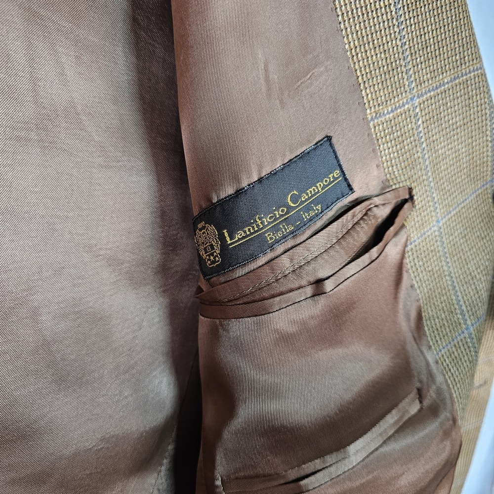 Zanieri Blazer Sport Coat 40L Lanificio Campore 3 Roll 2 Plaid Silk Wool Italy - Picture 10 of 14